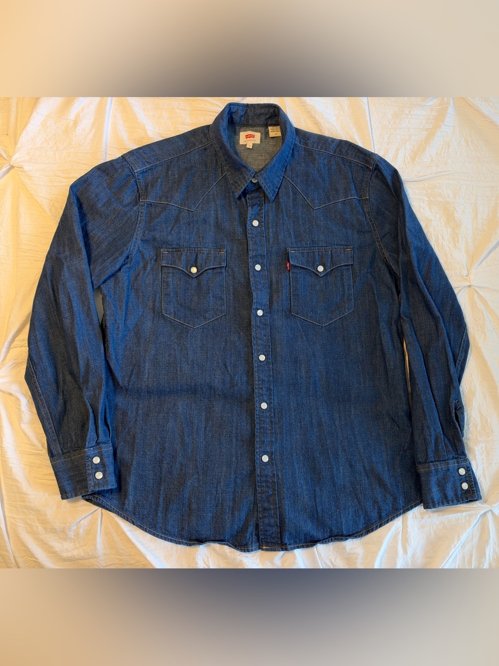 Levi's Men's Blue Denim Button-Up Shirt Long Sleeve Pockets Size L